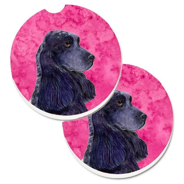 Pink Cocker Spaniel Set of 2 Cup Holder Car Coaster