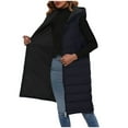 thumbnail image 4 of Puffer Vest Women Long Hooded Sleeveless Zip Up Quilted Vests Outerwear Lightweight Puffy Jacket Fall Winter Coat Black XL, 4 of 7