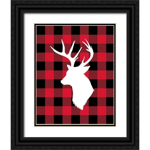 Robinson, Tamara 26x32 Black Ornate Wood Framed with Double Matting Museum Art Print Titled - Deer Lumberjack