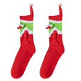 thumbnail image 1 of Christmas Santa Holding Hands Socks for Women High Elastic Soft Breathable Socking Birthday Chirstmas Gift, 1 of 5