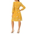thumbnail image 4 of Unique Bargains Robe Portefeuille Bohème Florale Col en V Manches Évêque sous le Guen, 4 of 7