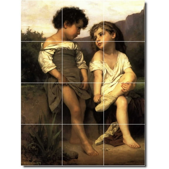 Ceramic Tile Mural-William Bouguereau Children Painting 53. 12.75" w x 17" h using (12) 4.25 x 4.25 ceramic tiles