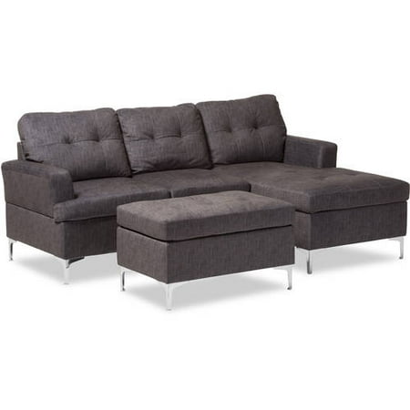 Make Your Own Sectional Sofa Baxton Studio Riley Modern and Contemporary Grey Fabric Upholstered 3-Piece Sectional Sofa with Ottoman Set ()