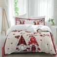 thumbnail image 2 of Valentine's Day Bedding 3 Piece Duvet Cover Set California King, Rustic Red Gnomes Love Birds Trees Plaid Soft Microfiber Comforter Cover with Zipper Closure & Pillowcases, FadeResistant Quilt Cover, 2 of 9