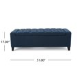 thumbnail image 5 of Benjara Storage Ottoman Bench, 51 Inch, Deep Button Tufted Dark Blue Fabric, 5 of 5