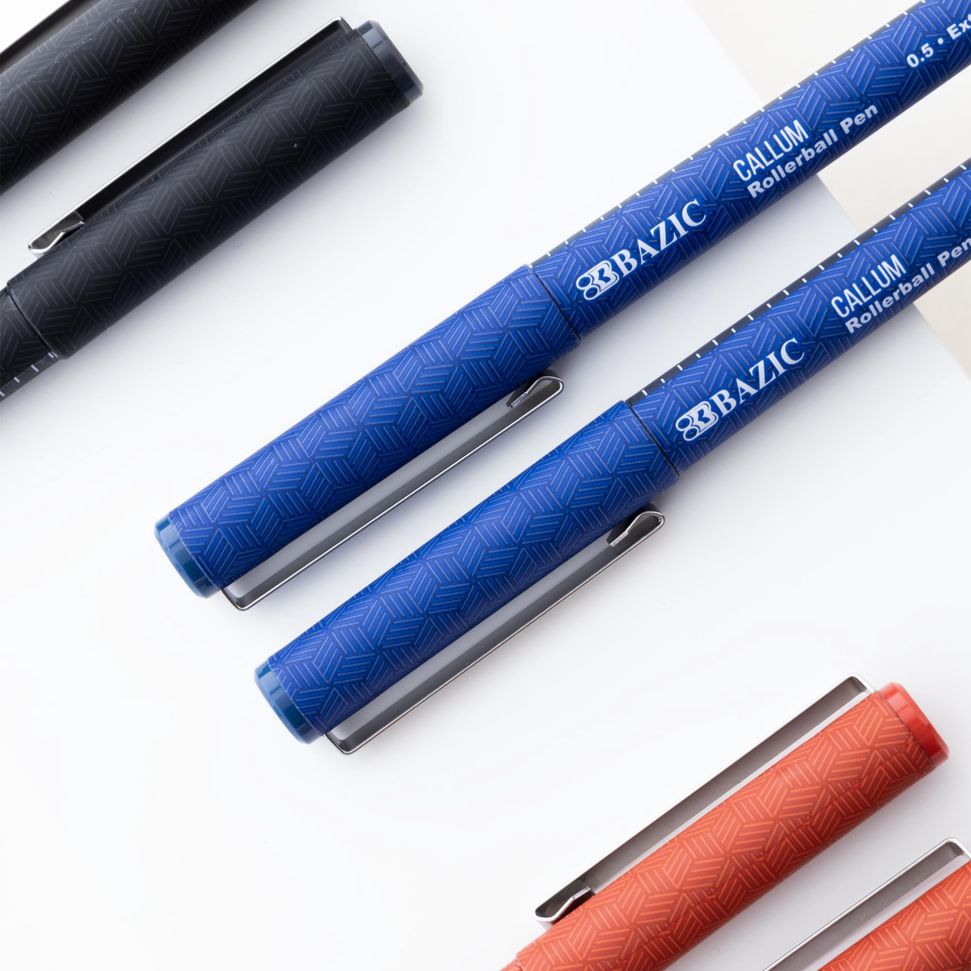 BAZIC Callum 0.5mm Rollerball Pen, Blue Ink Needle Tip Fine Point Ink Pens (2/Pack), 4-Packs