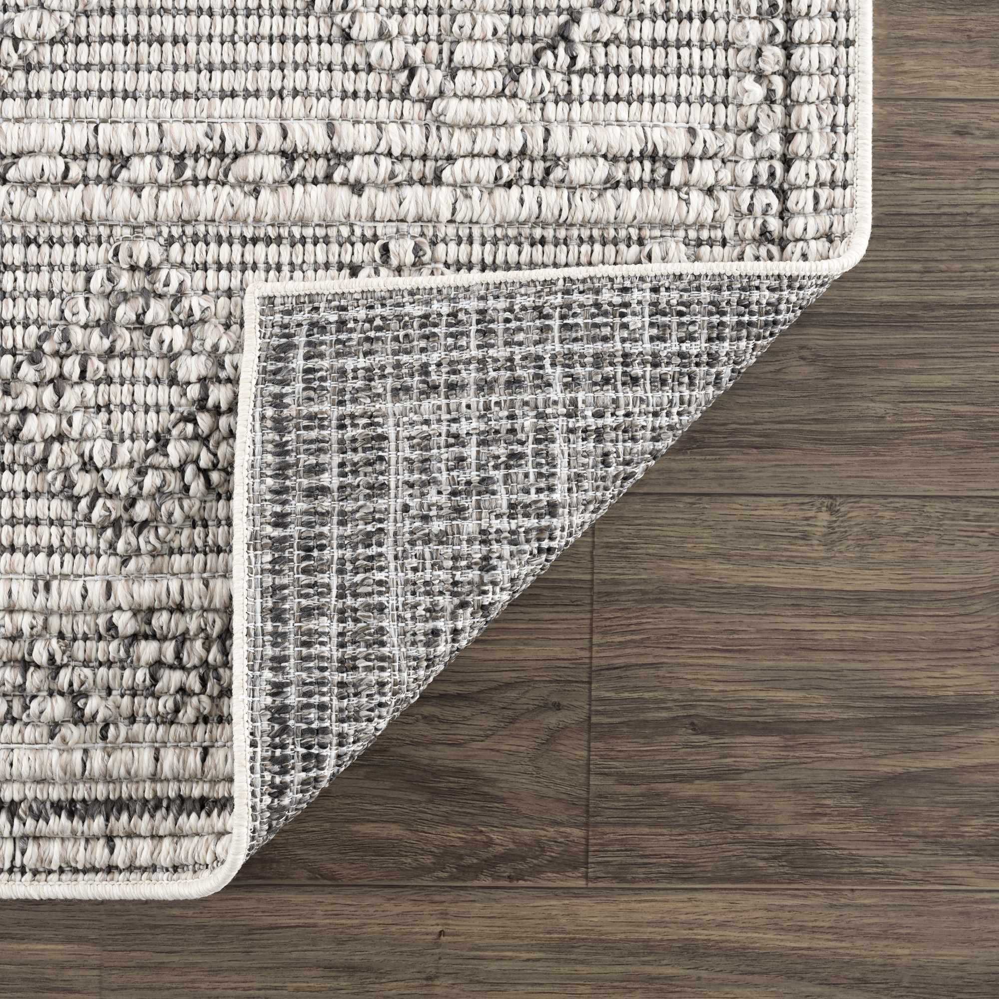 Hauteloom Siesta Outdoor Rug - Outside Porch Patio Area Rug Carpet - Waterproof Rug - Farmhouse - Dark Grey, Light Gray, Beige - 2' x 3'