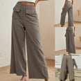 thumbnail image 4 of Lilgiuy Women's Casual High Waist Style Pants Loose Washed Cotton Linen Wide Leg Pants for Office Work Business, 4 of 5