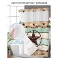 thumbnail image 4 of No Hook Cloth Fabric Shower Curtain with Snap in Liner, Western Texas Star Green Waterproof Shower Curtains Set with See Through Top Window, Farmhouse Brown Country Vintage Bath Curtains 54"x78", 4 of 6