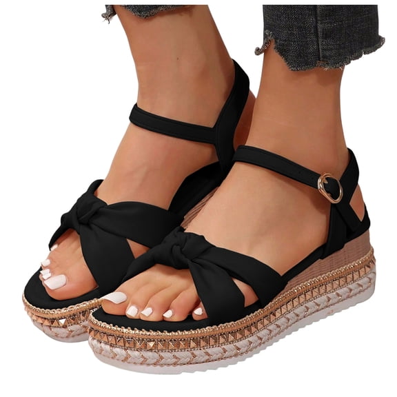Platform Dress Sandals for Women 2025 Bow Fashion Casual Open Toe Chunky Footbed Wedge Dressy Summer Shoes