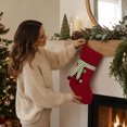 thumbnail image 3 of Leeye Christmas Stockings with Scarf Red Green White Xmas Fireplace Hanging Stockings Green Red Velvet Knit Stocking Winter Shoes Stockings Holding for Christmas Decorations, 3 of 5