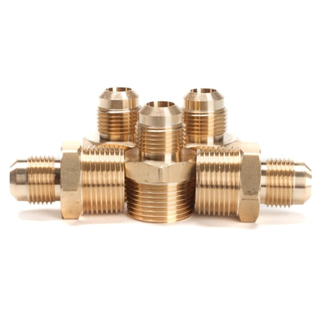 LTWFITTING Brass Flare 1/2 OD x 3/4 Male NPT Connector Tube Fitting(pack of 5)