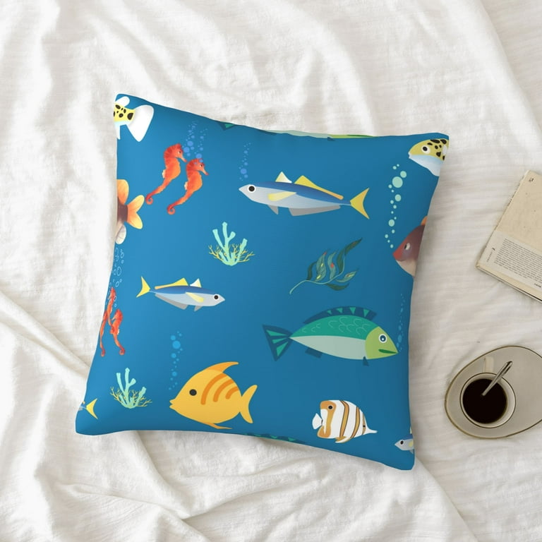ZICANCN Ocean Underwater Fish Decorative Throw Pillow Covers, Bed