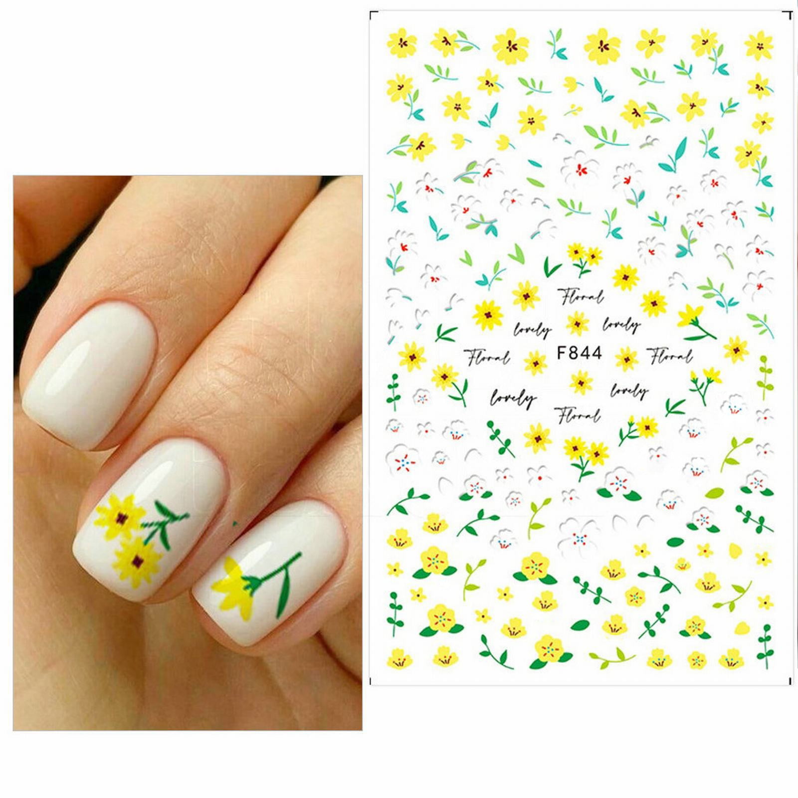 WNG Nail Stickers Japanese Spring Series Small Fresh Green Leaves Blue