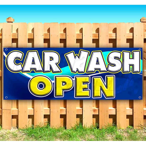 Car Wash Open 13 oz Vinyl Banner With Metal Grommets