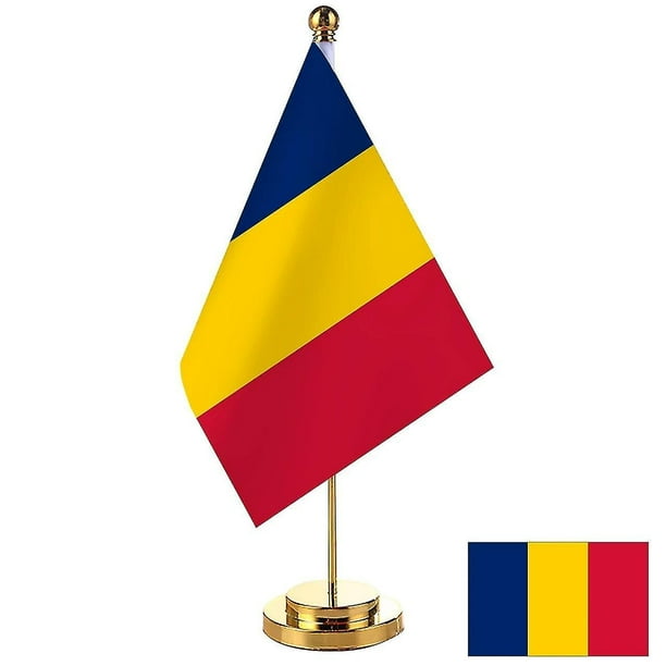Bandera de Rumania de 14 x 21 cm para escritorio de oficina, pancarta, soporte para mesa de sala de juntas, juego de bandera nacional rumana, decoración para sala de reuniones