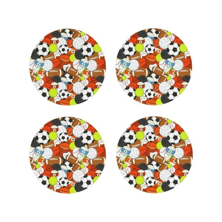 

Tideii Colorful Balls for Leather Coasters 4 Pieces Anti-fouling and Anti-scalding Decorative Coasters Suitable for Restaurants Kitchens Coffee Shops-Round Shape
