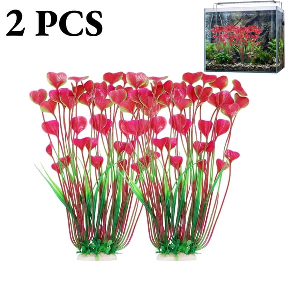 OFEFE Aquarium Plants Plastic 2 Pack Tall Plastic Plants Pink Fish Tank Decor for Fish Tank Decorations, 15.75 inches (Pink)