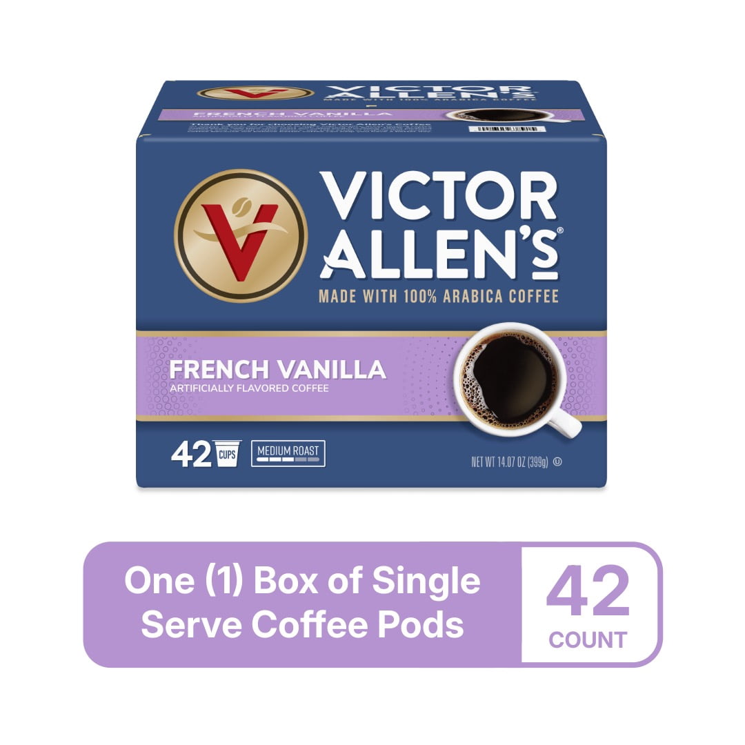 Victor Allen's Coffee French Vanilla Flavored, Medium Roast, 42 Count, Single Serve Coffee Pods for Keurig K-Cup Brewers