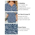 thumbnail image 4 of SHOWMALL Women's Plus Size Henley Shirt Short Sleeve V Neck Tunic Tops Button Up Blouse Navy Blue Vertical Floral 1X Casual Pleated Basic Tops, 4 of 6