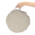 thumbnail image 2 of Vintage Round Floor Cushion with Handle, Classic Motifs Traditional Ornaments Floral Details in Muted Colors Art, Pillow for Living Room & Dorms, 18" Round, Dark Eggshell White, by Ambesonne, 2 of 4