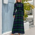 thumbnail image 3 of Blackwatch Tartan Clothing Modern Cute Blue and Green Plaid Long Dress women's clothing trend summer dress daily, 3 of 4