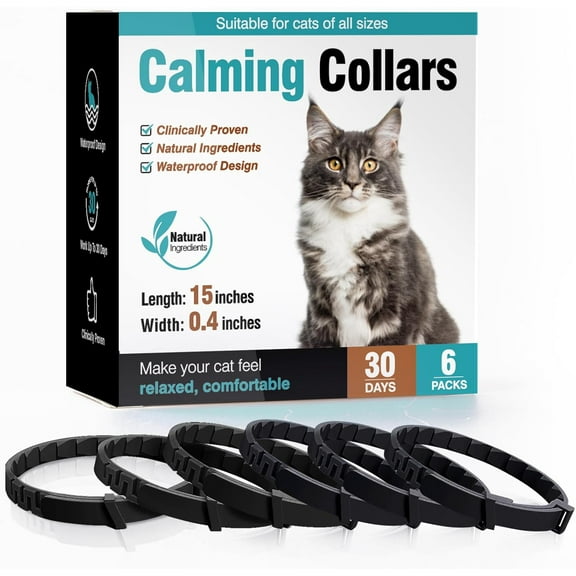 Calming Pheromones Collar for Cats Anti Aggression Stop Meowing Relaxer for Cats in Heat 6 Pack