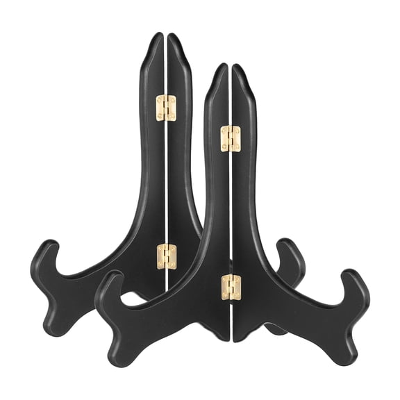 Uxcell 2Pcs Wooden Easel Plate Holder, 12" Small Wood Easels Folding Table Display Stand for Decorative Picture Frame Book Artwork Desktop Ornaments, Black