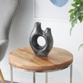 thumbnail image 2 of DecMode 11" Abstract Circular Gray Paper Mache Vase with Dual Openings, 2 of 12