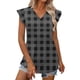 thumbnail image 3 of Craaazy Womens Casual V-Neck Ruffle Sleeve Top with Polka Dot Ombre Plaid Prints for Brunch and Vacation Outfits Gifts, 3 of 9