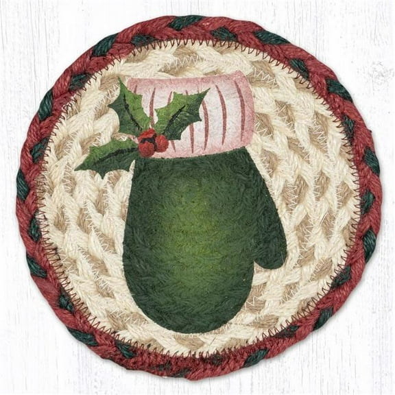 Earth Rug 79-875GM 7 x 7 in. LC-875 Green Mitten Round Large Coaster