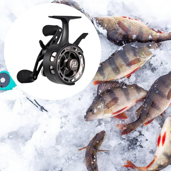 koolsoo Ice Fishing Reel Ultralight Ice Fishing Equipment for Freshwater Summer Black Left Hand