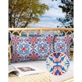 thumbnail image 2 of Outdoor Pillow Covers Throws Boho Ethnic Blue Red Floral,Waterproof Pillow Cases Pack of 2 Abstract Lines Pattern Artwork,Durable Cushion Cover Pillowcase for Patio Balcony Couch Garden, 2 of 7