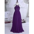 thumbnail image 3 of Hansber Kids Flower Girl Dress Halter Chiffon Long Party Junior Wedding Evening Prom Maxi Gown Dress Deep Purple 10, 3 of 7
