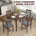 thumbnail image 3 of HOMCOM 5-Piece Solid Wood Dining Table Set for 4, Farmhouse Kitchen Table with Upholstered Chairs for Small Space, Dining Room, Walnut, 3 of 9