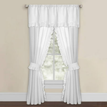 Ruffled Eyelet Window Panel Pair And Valance Collection Sold