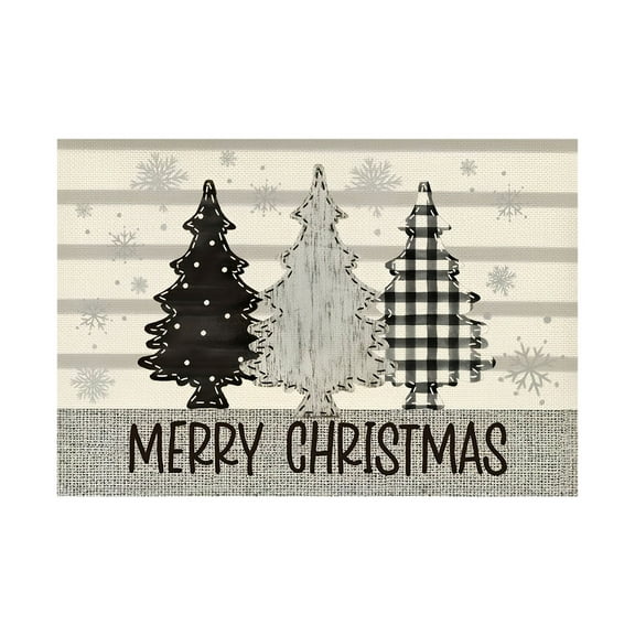 WEGFTDUOP Red Pines Trees Balls Merry Christmas Placemats, 12x18 Inch Winter Xmas Table Mats For Party Kitchen Dining Decoration