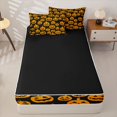thumbnail image 4 of Manfei Black Orange Pumpkin Print Zipper Full Size Comforter Sets with Fitted Sheet and 2 Pillowcases for Kids, Spooky Halloween Zipper Bedding Set, Black Reversible, 4-Piece, 4 of 6