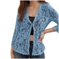 thumbnail image 3 of CAIXIA Women Crochet Shrug Sweater Tie Front Knit Bolero Shrug for Dress Cropped Cardigan, 3 of 6