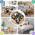 thumbnail image 4 of Black Sunflower White Daisy Pattern Square Tablecloth,Waterproof Square Table Cover,Wipeable Spillproof Washable Table Cover for Home Kitchen Party Decor 52"x52"(132x132cm), 4 of 6