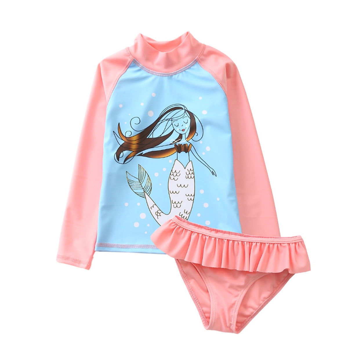 Buy HAWEE Little Girls Two Pieces Rash Guard Swimsuit Set Long Sleeve