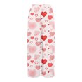 thumbnail image 6 of Women's Fashion Pocket Valentine's Day Print Stretch Adjustable Drawstring Wide Leg Pants, Elastic Waist Holiday Pants, Casual Lounge Wear for Women,Pink,XL, 6 of 6