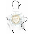 thumbnail image 1 of Sun Apron Hand Drawn Ornamental Star Symbol with Face Tribal Aztec Inspired Illustration, Unisex Kitchen Bib Apron with Adjustable Neck for Cooking Baking Gardening, Apricot Blue White, by Ambesonne, 1 of 3