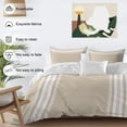 thumbnail image 4 of Beige Striped Duvet Cover Set,Farmhouse Luxurious White Stripes Modern Abstract Art Soft Duvet Cover Full Size Bedding Set 4Pcs,1 Quiltcover and 2 Pillowcases with Zipper,1 Bed Sheet for All Seasons, 4 of 9