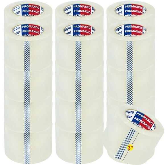 Cinta de embalaje PROMAXCO 3, resistente, 24 rollos, 55 yardas, transparente