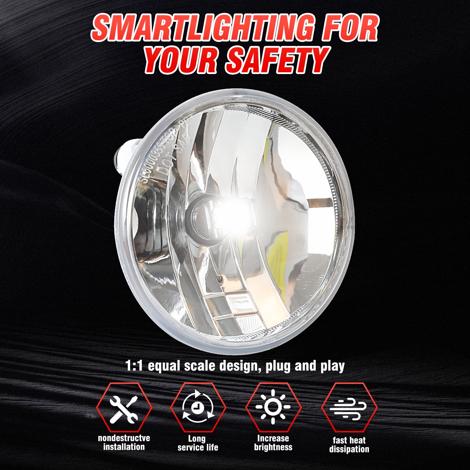 Quayub LED Fog Lights Kit for 2007-2012 Ford Escape - 6000K Xenon White, IP67 Waterproof, DOT Certified, Plug and Play (2-Pack)