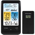 thumbnail image 1 of Reloj despertador con estación meteorológica LCD con repetición Digital para interior y exterior, temperatura, humedad, monitor, termohigrómetro con retroiluminación, fecha, semana, fase lunar, nivel de comodidad, función de alarma para el hogar, oficina, invernadero, almacén (negro) Kuyhfg Sin marca, 1 of 5
