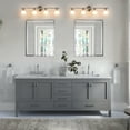 thumbnail image 6 of Modern Bathroom Light Fixtures, 4 Light Vanity Lights Over Mirror, Brushed Nickel Wall Lamp with Clear Glass Shade for Living Room Cabinet Bedroom Porch, 6 of 8