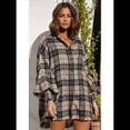 thumbnail image 4 of Camisas de Franela A Cuadros para Mujer, Blusas y Vestidos de Larga con Botones, de Gran Tamaño Marrón M, 4 of 9