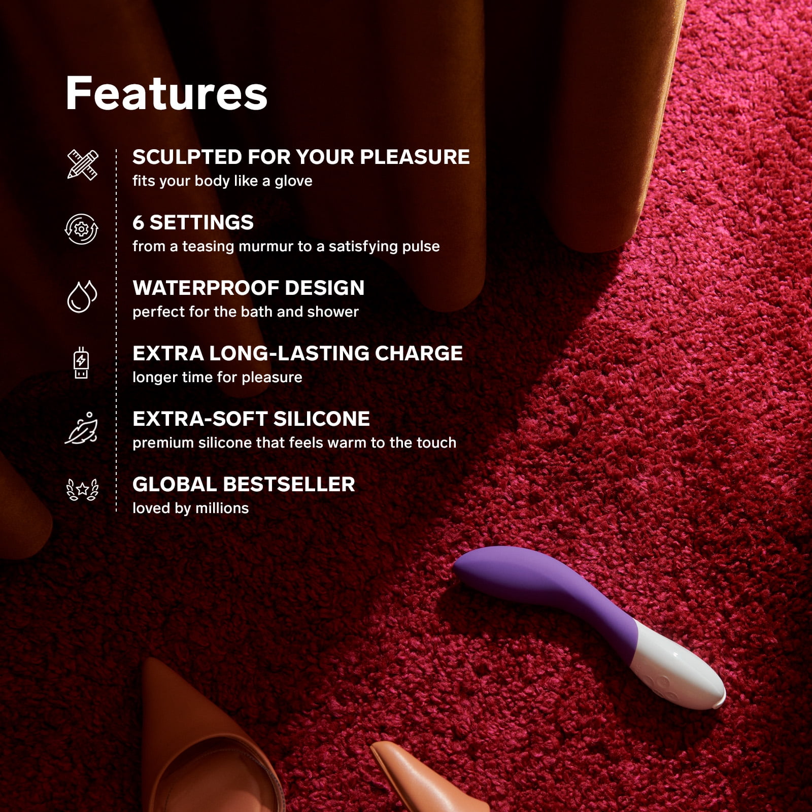 LELO MONA 2 G Spot Vibrator with Curved Design and Longer Charge for Women, Cerise